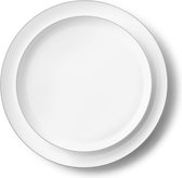 Decorline- Ensemble de vaisselle de fête réutilisable 20 Premium - Wit avec bord Argent - Collection Edge