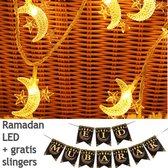 Maan Ster LED - Mubarak - Ramadan - Eid Mubarak - Suikerfeest - 10 Meter - 80 LED - Warm Wit