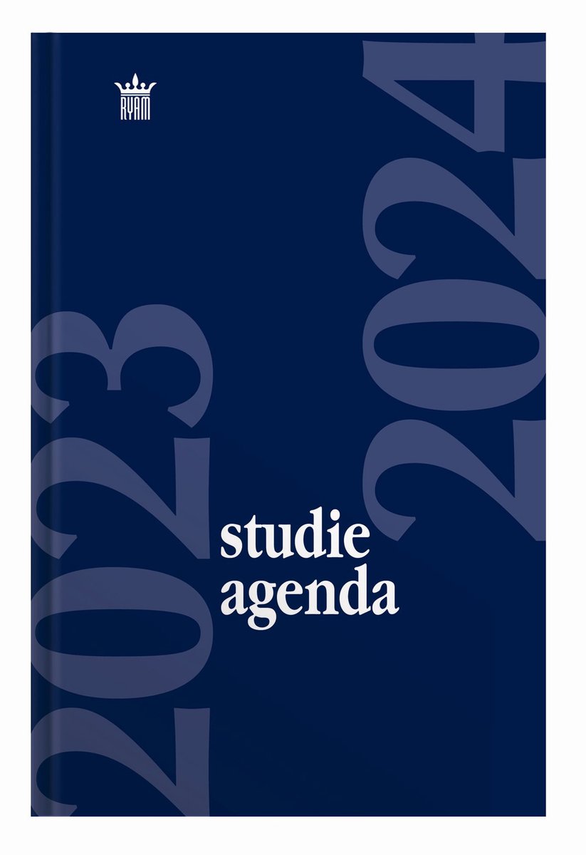 Ryam | Studie agenda Hardcover | 2023/2024 | Genaaid gebonden | 15 x 20 cm | Blauw |