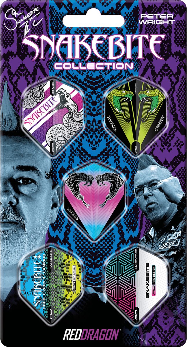 RED DRAGON - Peter Wright 1 Vlucht Collectie - 1 sets per pakket van elke vlucht (15 dartvluchten in totaal)