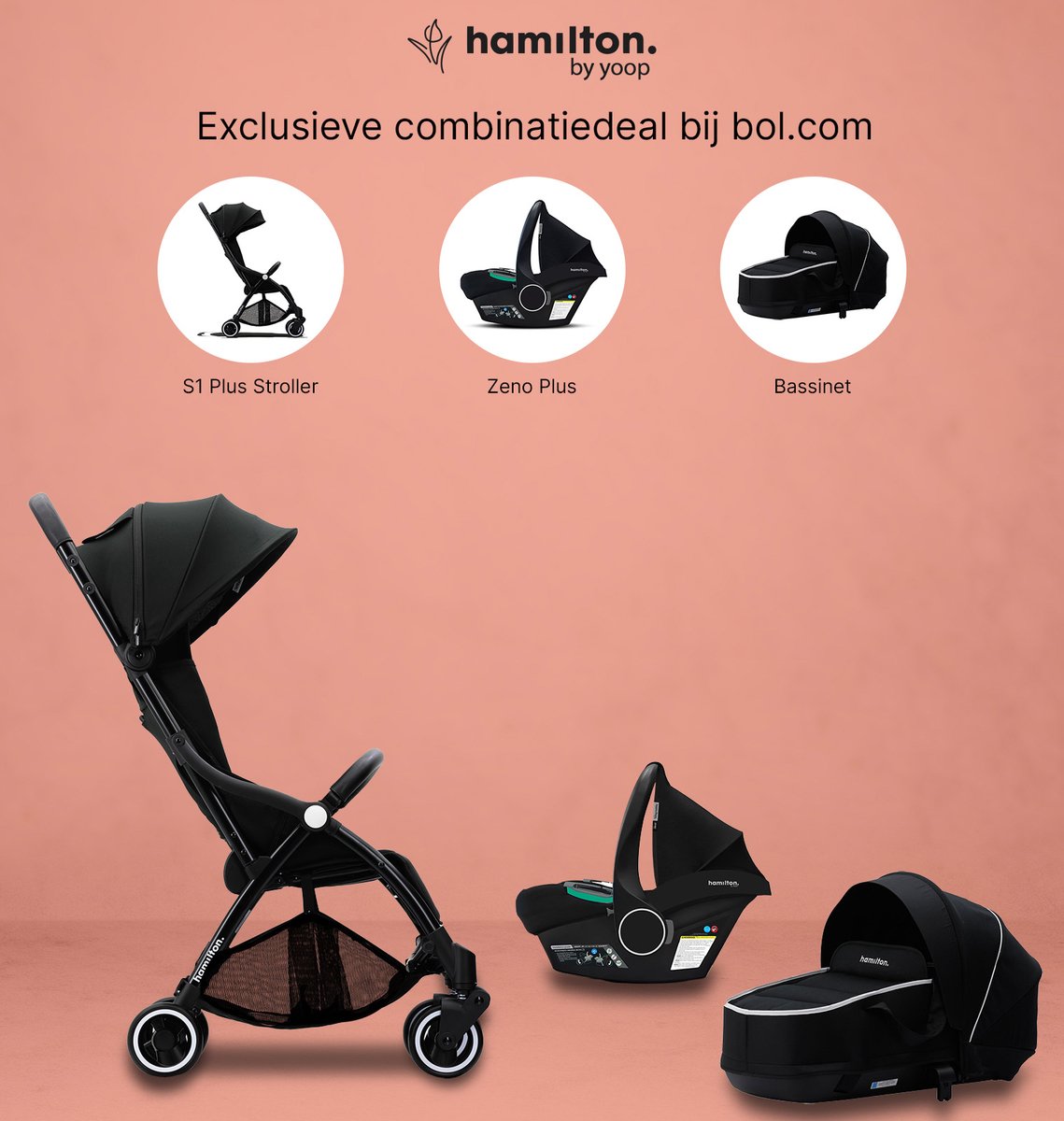 Hamilton by Yoop 3 in 1 Kinderwagen S1 Plus Stroller +