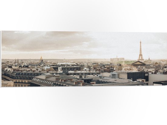 PVC Schuimplaat- Uitzicht van Parijs met in de Achtergrond de Eiffeltoren, Frankrijk - 90x30 cm Foto op PVC Schuimplaat