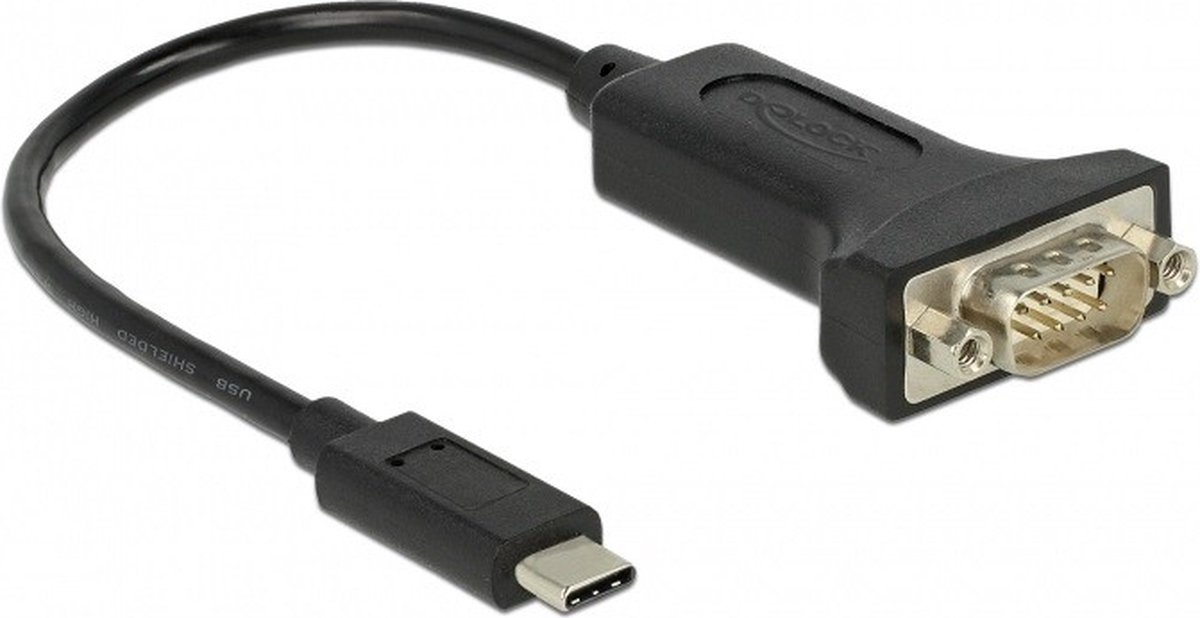 USB-C (m) naar 9-pins SUB-D met moeren (m) seriële RS232 adapter / FTDI chip - 0,25 meter
