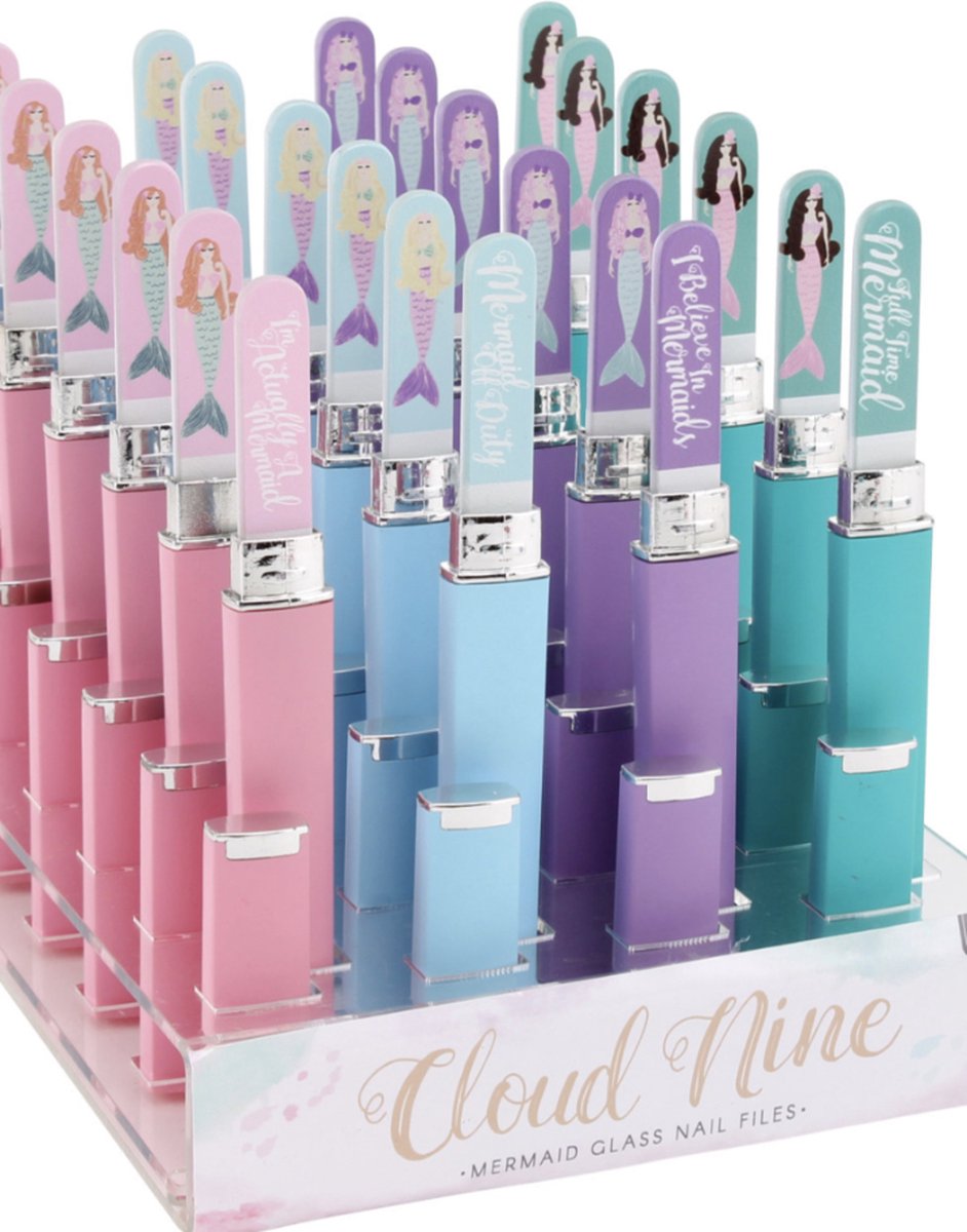 CGB GIFTWARE Cloud & Nine Mermaid Glass Nail File in case (assorted colours)