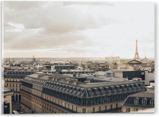 Acrylglas - Uitzicht van Parijs met in de Achtergrond de Eiffeltoren, Frankrijk - 40x30 cm Foto op Acrylglas (Met Ophangsysteem)