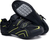 RAMBUX® - Fietsschoenen - MTB Schoenen Heren & Dames - Zwart Geel - Platte Zool - Wielrenschoenen - Klikschoenen - Mountainbike - Racefiets - Maat 45