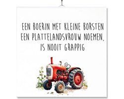 Tegel Met Opdruk | Boeren | Boer | Agrarier | Een boerin met kleine borsten