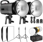 Neewer® - 600W 2.4G Studiozaklampset - S101 - 300W PRO - 5600K - Dimbaar - Mono Light - Zender - Stand - Softbox - Reflector - Tas voor Studiofotografie - Monolights