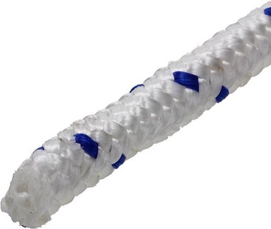 GAMMA gevlochten koord - Ø 12 mm x 15 mtr - Polypropyleen - Wit / blauw
