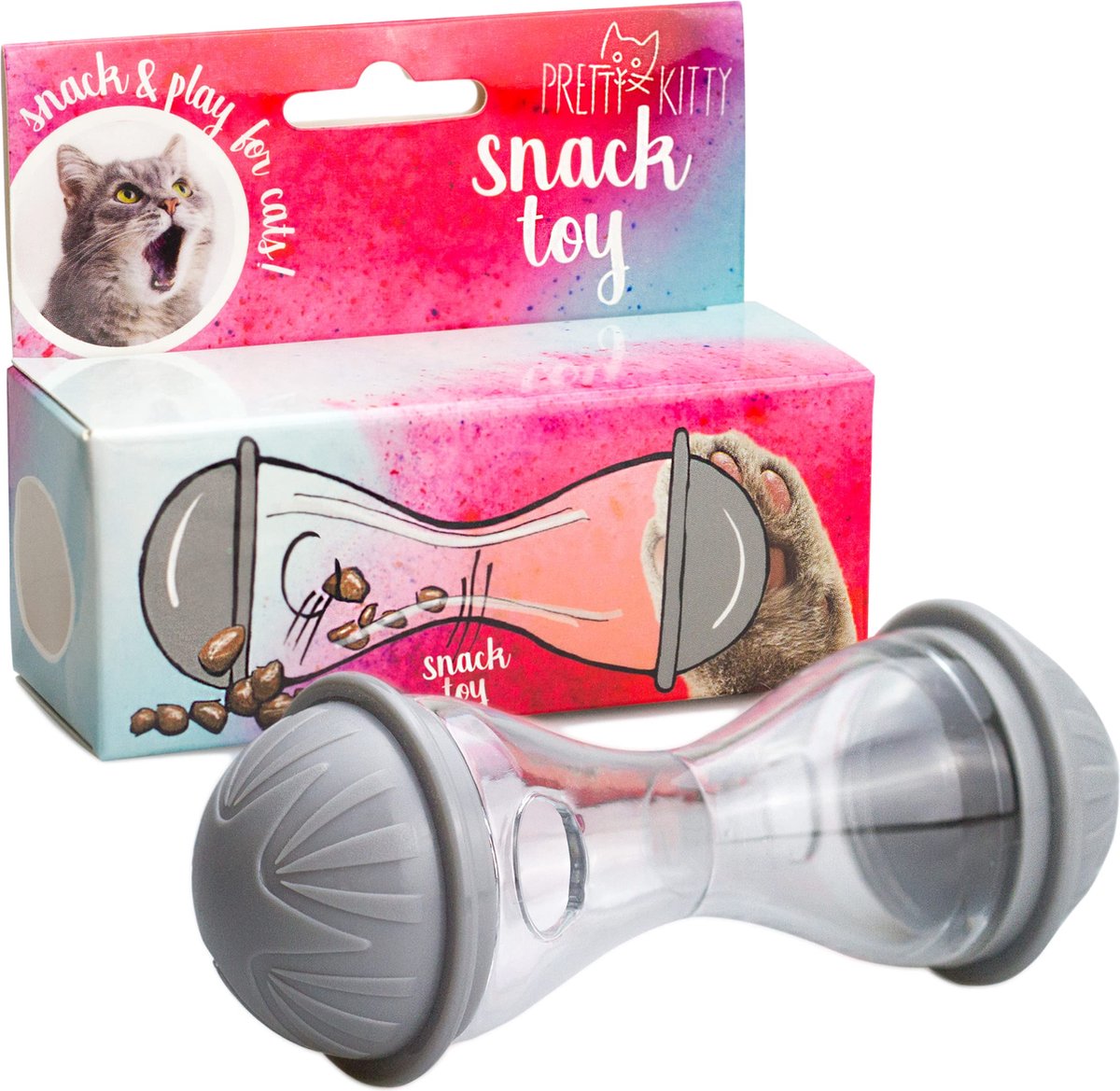 PRETTY KITTY Cat Food Toy: Premium Snack Dispenser en Voedselbal als Intelligentie Speelgoed voor Katten - Kleine Voerbak voor Cat Treats - Speelgoed Kat - Treat Feeder