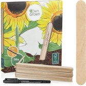 OwnGrown plantenplugset: 50x houten borden & pen- weerbestendig en premium - van OwnGrown.