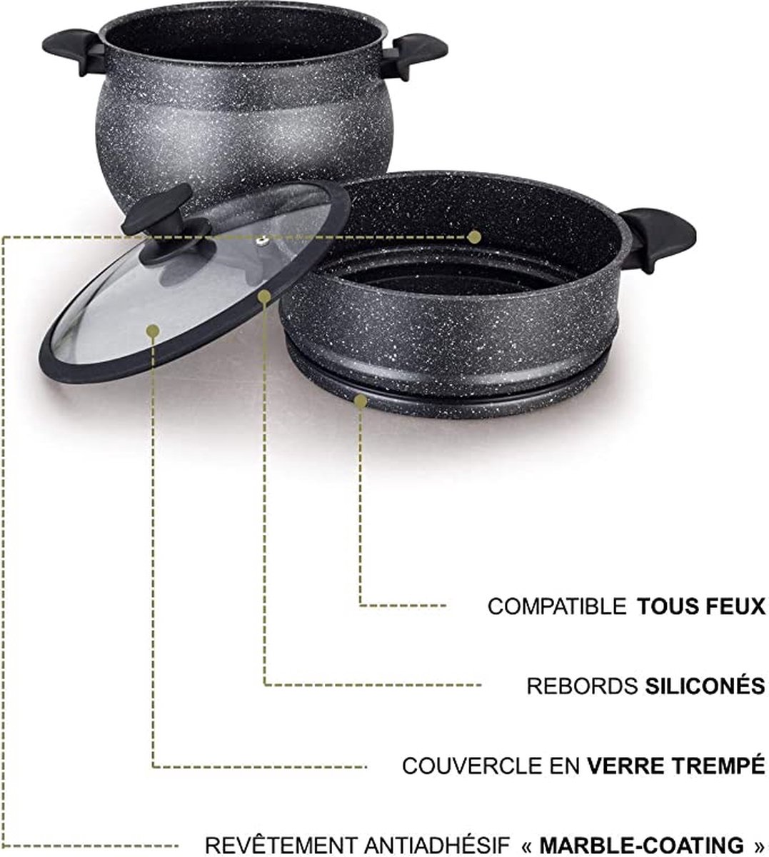 Royalty Line Couscous Pan - Cuiseur Vapeur - 9 Litres - Pour Tous