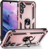 HB Hoesje Geschikt voor Samsung Galaxy A54 5G Roségoud - Anti-Shock Hybrid Armor met Kickstand Ring