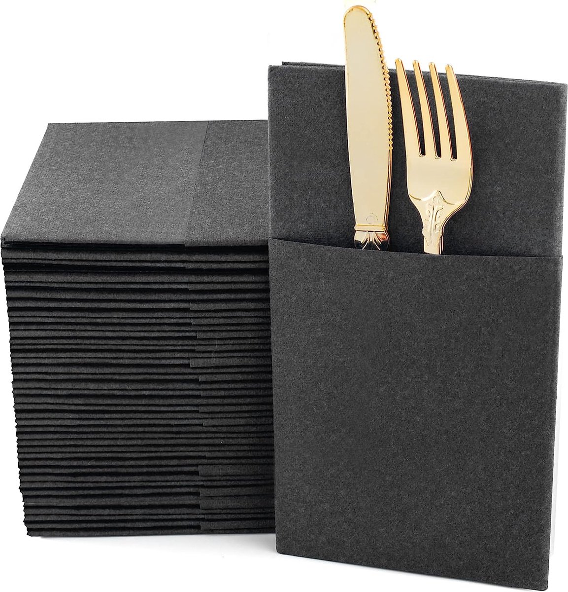 Airlaid, bestekzakjes, 100 stuks, lijkt op stof, kant-en-klaar gevouwen servetten met gleuf, 40 x 40 cm, 1/8 vouw, bestektas, hoogwaardig, bruiloft, verjaardag, hotel, catering, premium kwaliteit, pruim violet