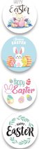 Paas Sticker - Sluitsticker - 4 assorti - Sluitzegel Pasen - Happy Easter - Paaseieren - Eitjes - Ei - Konijn | Kaart - Envelop | Fijne Paasdagen - Paasfeest | Kids - Kind | Envelop stickers | Cadeau - Gift - Cadeauzakje - Traktatie | Chique inpakken