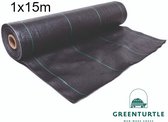 Green Turtle Anti-Worteldoek 1m x 15m - Zwart - Premium kwaliteit Gronddoek - Kunstgras Stabilisatiedoek