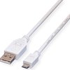 VALUE USB 2.0 Kabel, USB A Male - Micro USB B Male, wit, 0,8 m