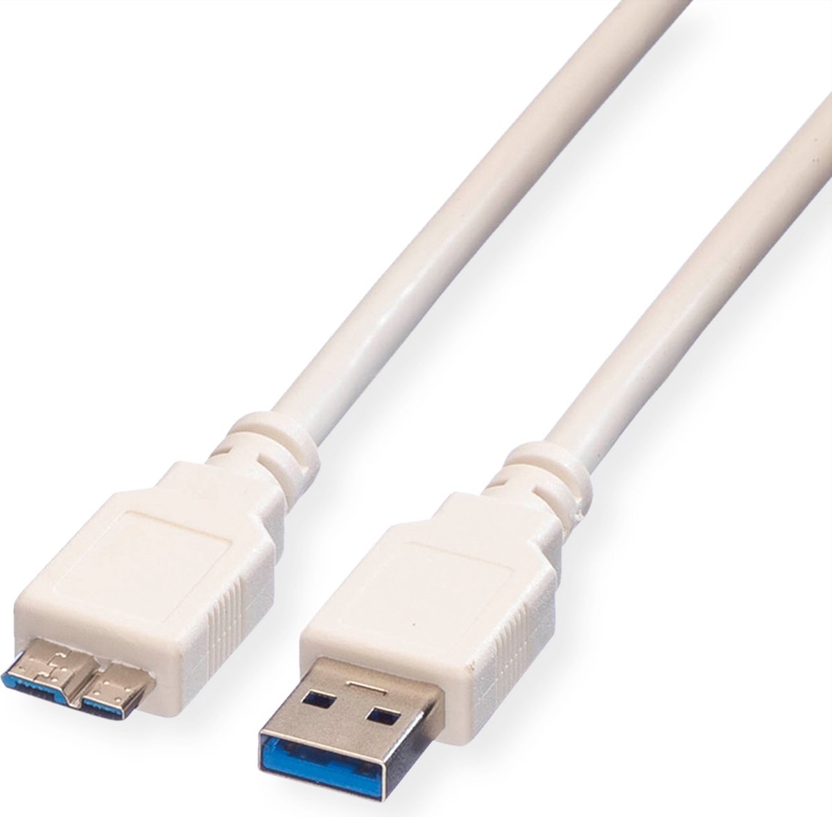 VALUE USB 3.2 Gen 1 kabel, type, A M - Micro B M, wit, 0,8 m