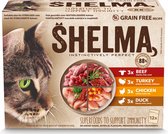 Shelma filets in saus rijk aan kip, rund, eend en kalkoen voor volwassen katten - 12-pack