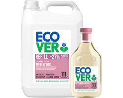 Ecover - Vloeibaar Wasmiddel Wol- & Fijnwasmiddel - Voordeelverpakking 5 L + 1.43 L - 128 wasbeurten - Beschermt wol en fijne stoffen - Plantaardig & Biologisch afbreekbaar