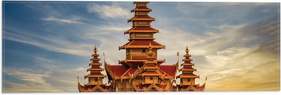 Vlag - Rood met Gouden Paleis in Bagan, Myanmar - 60x20 cm Foto op Polyester Vlag