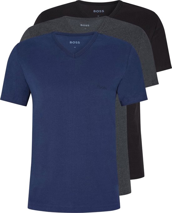 Foto: Hugo boss classic t shirts regular fit 3 pack heren t shirts v hals navy grijs zwart maat xl