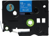 Dappaz - Brother Tze-535 Compatible Labeltape - Wit op Blauw - 12 mm x 8 m - Geschikt voor de Brother P-touch - 1 stuk tze535