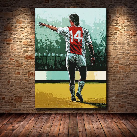 Allernieuwste.nl® Canvas Schilderij Johan Cruijff The Best - Top-Voetballer - Sport - Kleur - 50 x 70 cm