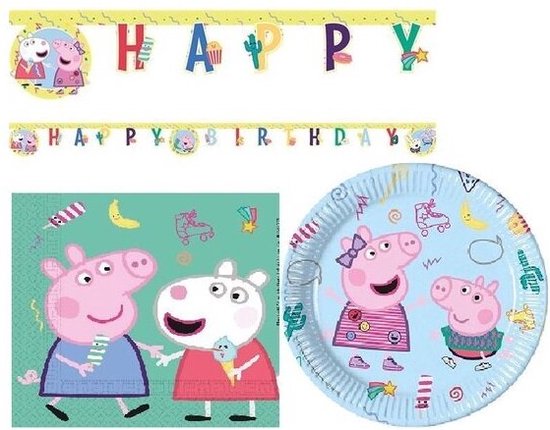 Peppa Pig - Coffret anniversaire - Fête d'enfant - Décoration - Guirlande -  Serviettes