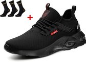 chaussures de sécurité hommes femmes avec 3 paires de chaussettes de travail, baskets chaussures de travail sportives légères sportives respirantes safety jogger avec nez en acier.