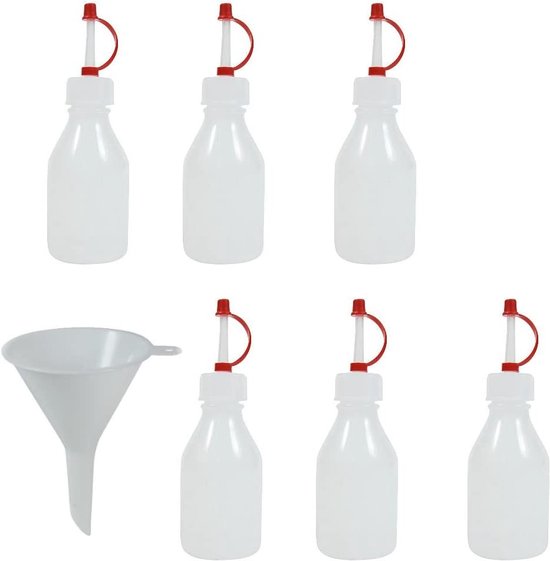  - huishoudelijke artikelen 6 spuitflessen BPA-vrij vultrechter van 50 ml