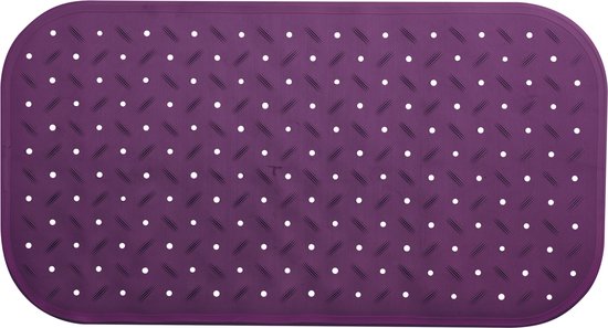 MSV Douche/bad anti-slip mat badkamer - rubber - paars - 36 x 65 cm - met zuignappen