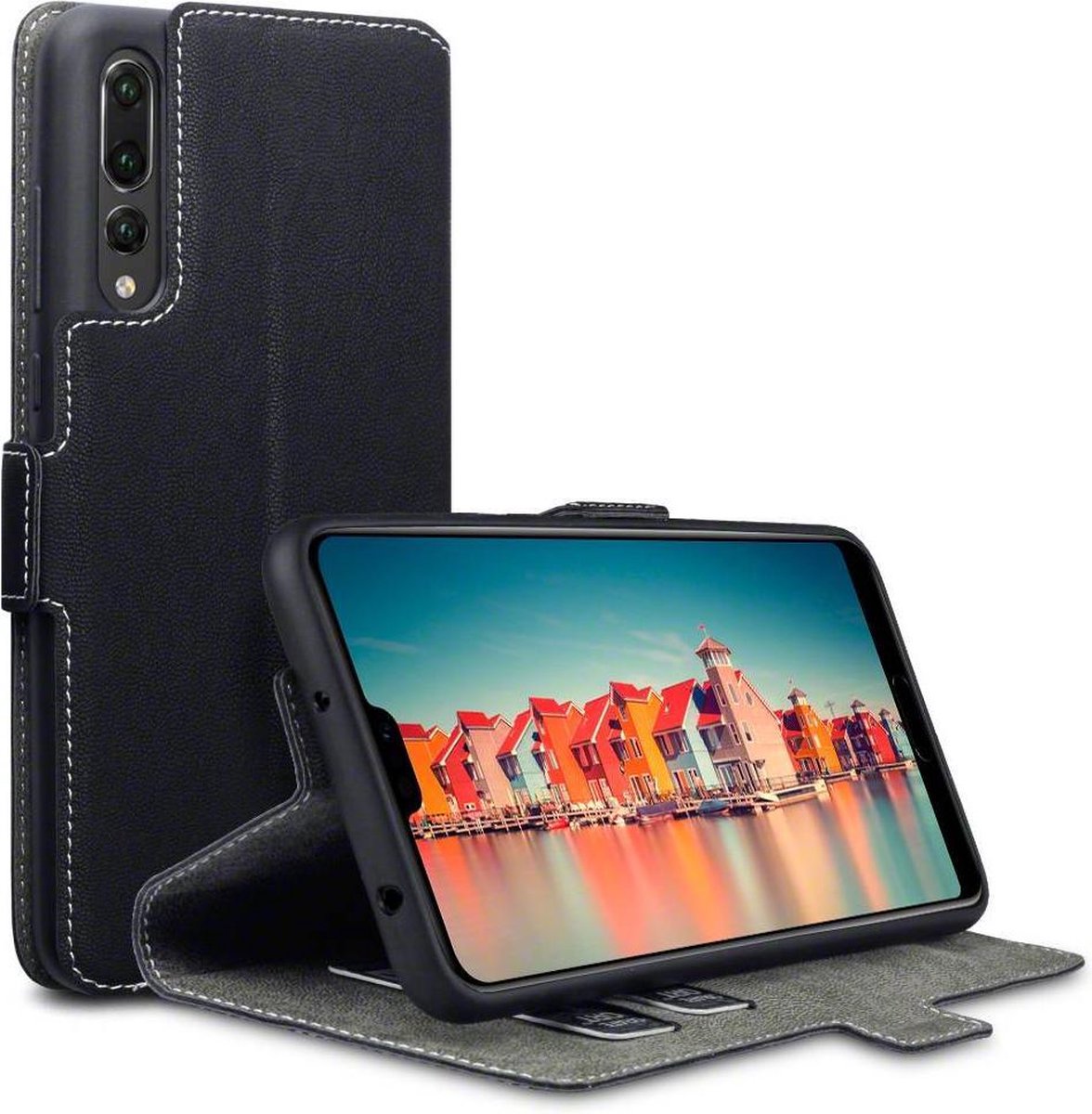 Qubits - slim wallet hoes - Huawei P20 Pro - zwart
