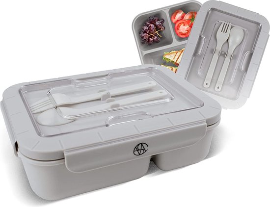 Newaner Roestvrijstalen Broodtrommel, 800 Ml, Lekvrije Broodtrommel Met Uitneembare Scheidingswand Duurzame En Milieuvriendelijke Broodtrommel Roestvrij Stalen Lunchbox Voor Kinderen Met Compartimenten