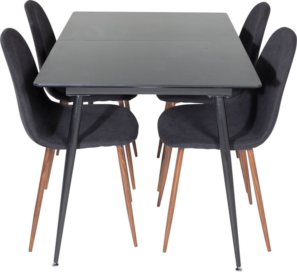 SilarBLExt eethoek eetkamertafel uitschuifbare tafel lengte cm 120 / 160  zwart en 4... | bol.com