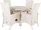 Salon de jardin Volta, table Ø90cm et 4 chaises Padova blanc.