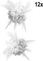 12x Bloem sur broche avec plumes blanches - Broche de party à thème mariage mariage mariage
