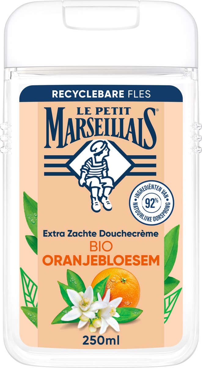 Le Petit Marseillais Bio Fleur d’Oranger crème de douche nourrissante, formulée avec une haute tolérance et testée sous contrôle dermatologique, 250 ml