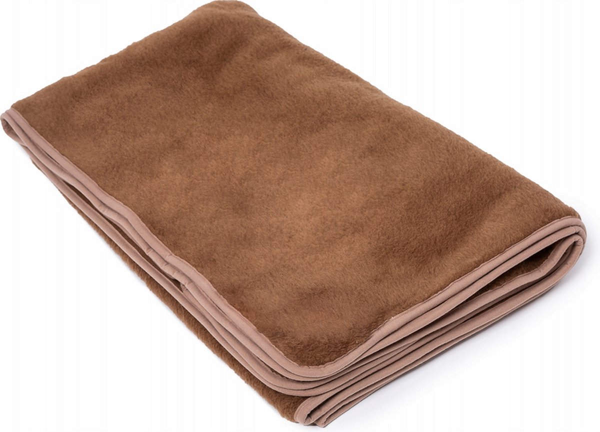 Wollen Deken 100% Wol Merino & Kameel Blend - Mocha - OnceDoce® 450 g/m² Heerlijk Zacht Ademend en Warm - Wasbaar - 200x220cm