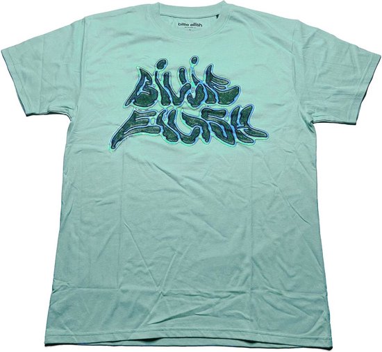 Billie Eilish - Neon Logo Billie Heren T-shirt - S - Blauw