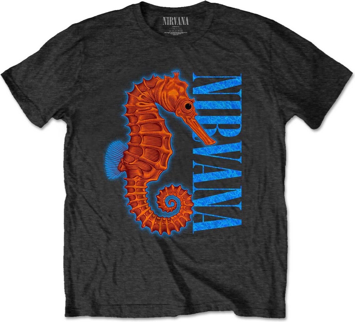 Nirvana - Seahorse Heren T-shirt - S - Zwart