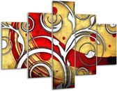 Glasschilderij -  Art - Rood, Wit, Geel - 100x70cm 5Luik - Geen Acrylglas Schilderij - GroepArt 6000+ Glasschilderijen Collectie - Wanddecoratie- Foto Op Glas