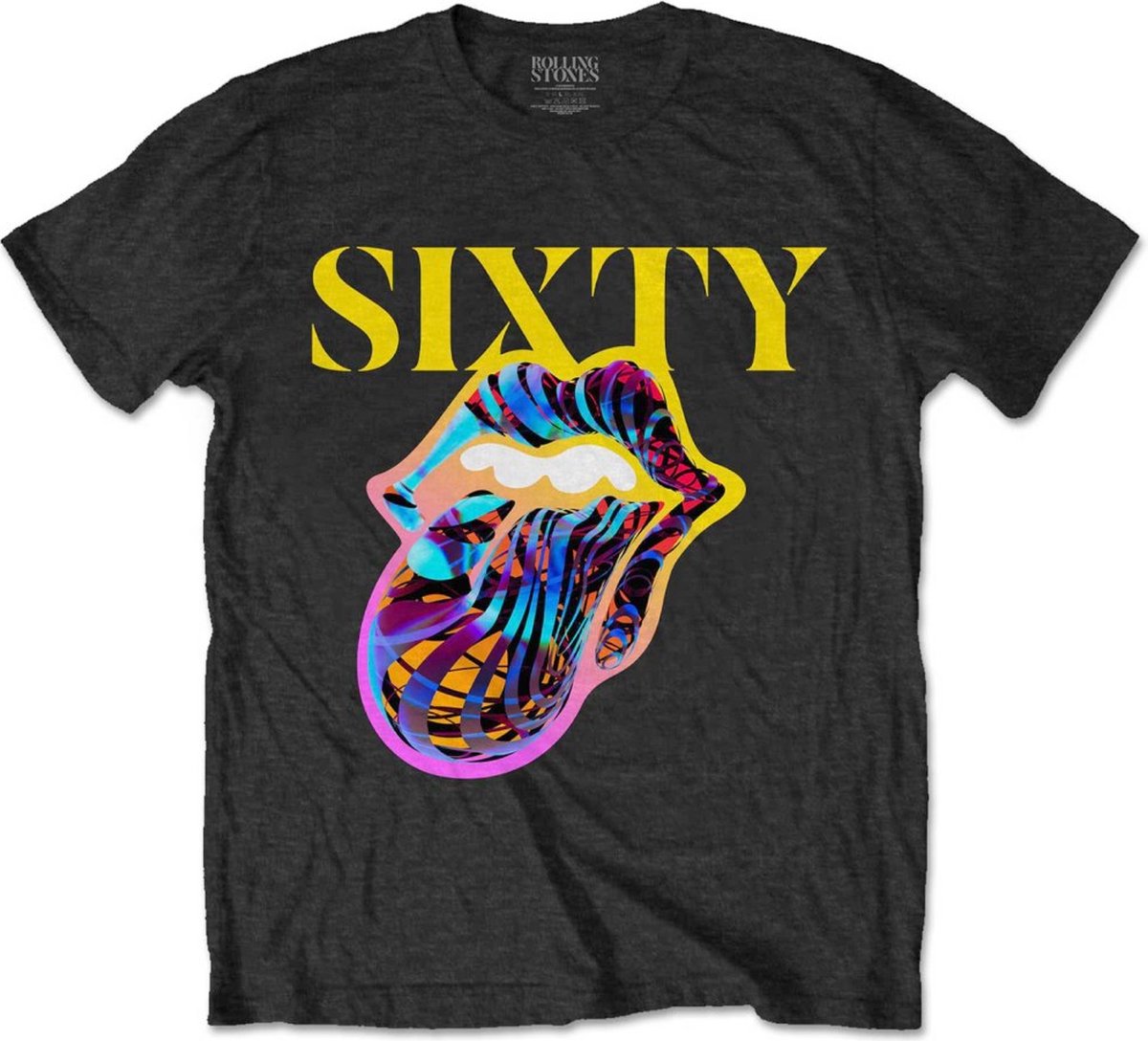 The Rolling Stones - Sixty Cyberdelic Tongue Heren T-shirt - S - Zwart