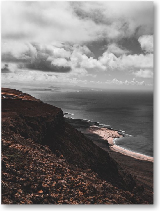 Kust met wolken - Lanzarote - Foto op Plexiglas 30x40