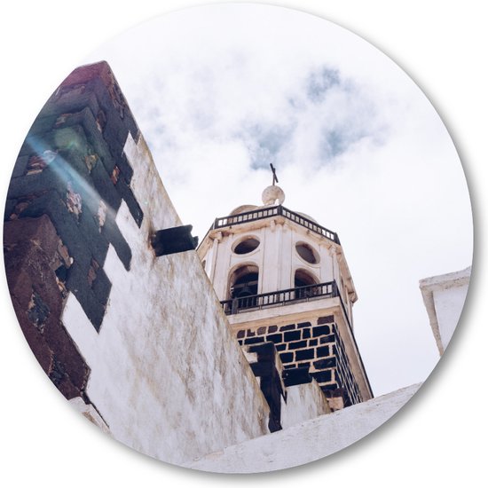 Kerk van onder - Lanzarote - Wandcirkel Dibond 70cm