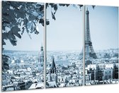 GroepArt - Schilderij -  Parijs, Steden - Blauw, Grijs - 120x80cm 3Luik - 6000+ Schilderijen 0p Canvas Art Collectie