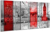 Glas schilderij Engeland, London | Grijs, Rood, Zwart | 160x80cm 4Luik | Foto print op Glas |  F006970