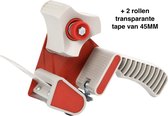 GoldTools Verpakkingstape dispenser - Plakband dispenser - Tape dispenser - Taperoller - Tapehouder - Rolbreedte max. 50 mm - Incl. 2 rollen transparante tape