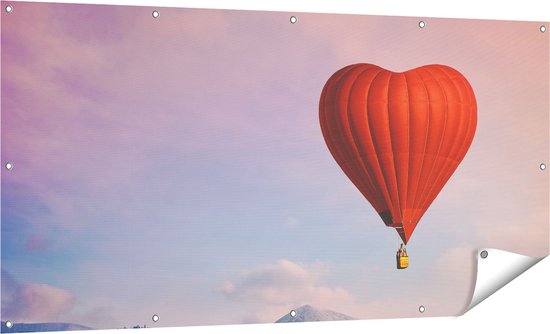 Gards Tuinposter Luchtballon in de Vorm van een Hart - 160x80 cm - Tuindoek - Tuindecoratie - Wanddecoratie buiten - Tuinschilderij