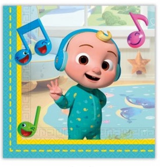 CoComelon Papierservietten Für Kindergeburtstage - 20 Bunte Motive 33x33cm